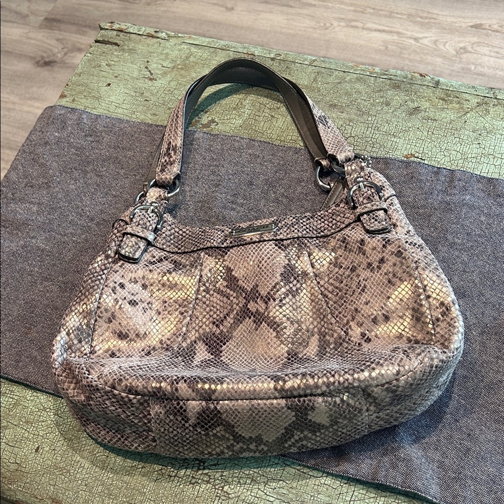 Coach Python Embossed Leather Shoulder Bag – Style F19678 - Picture 2 of 9